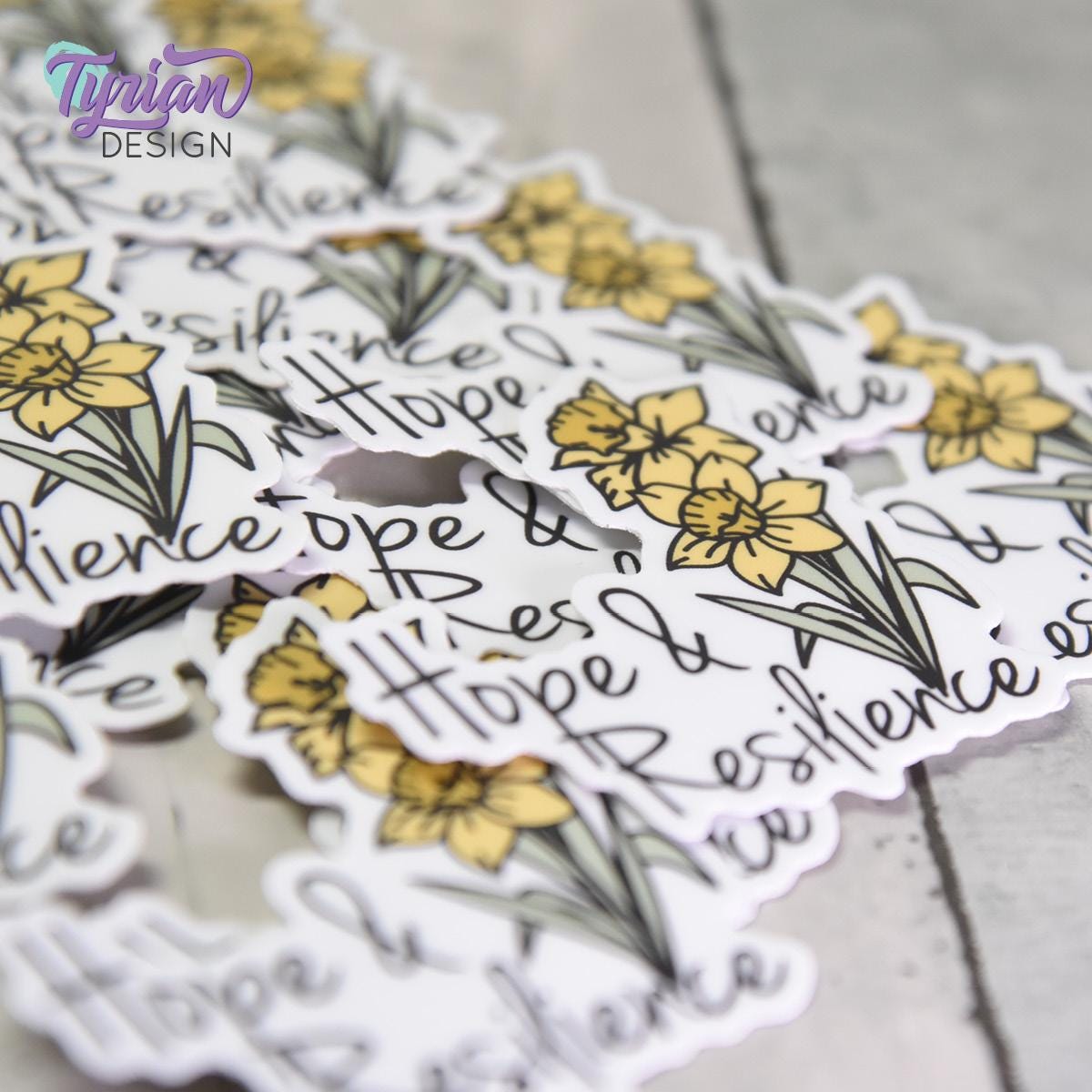 Hope and Resilience Daffodil Vinyl Sticker |Weather Proof vinyl | 2"x 2 | For Tumbler, laptop, journal