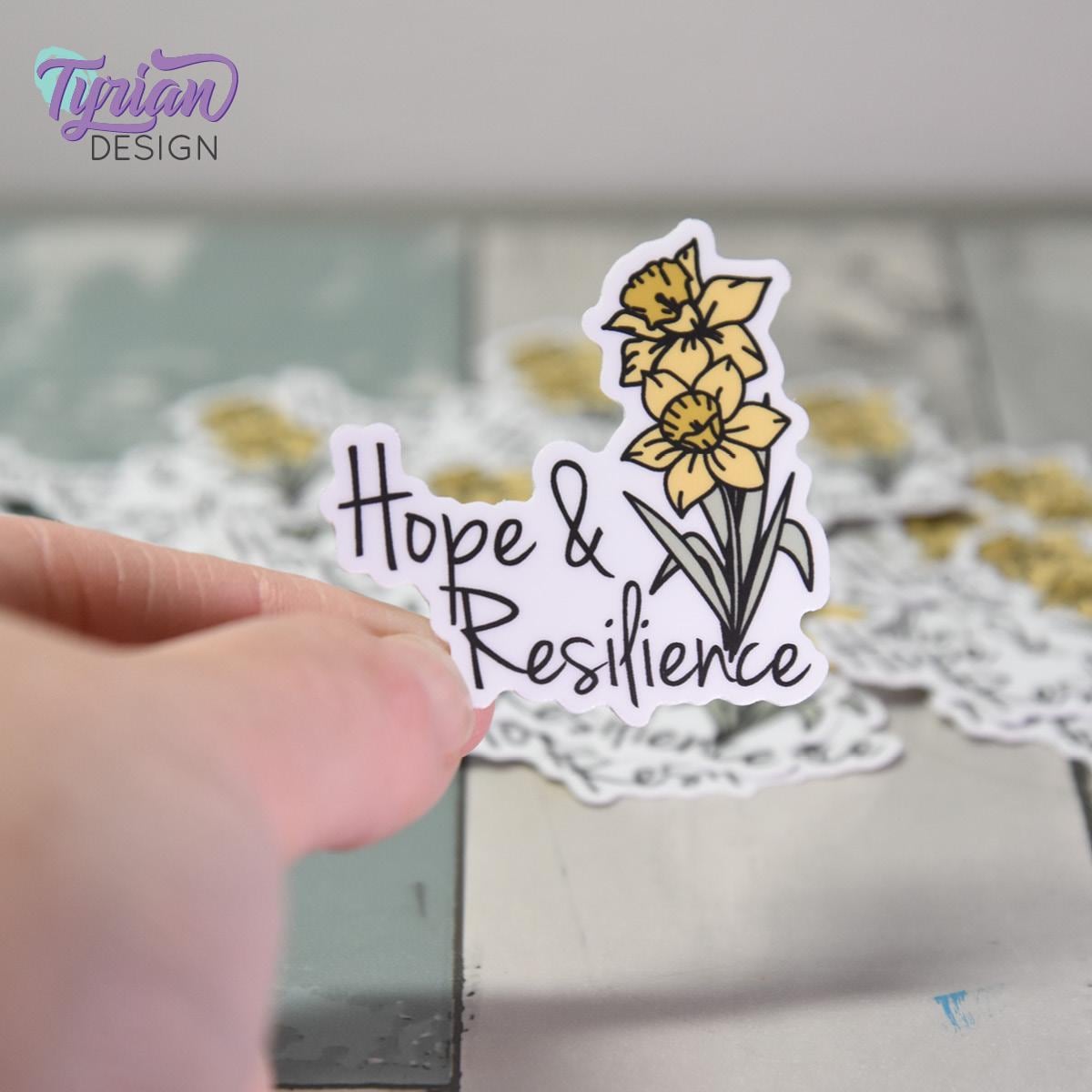 Hope and Resilience Daffodil Vinyl Sticker |Weather Proof vinyl | 2"x 2 | For Tumbler, laptop, journal