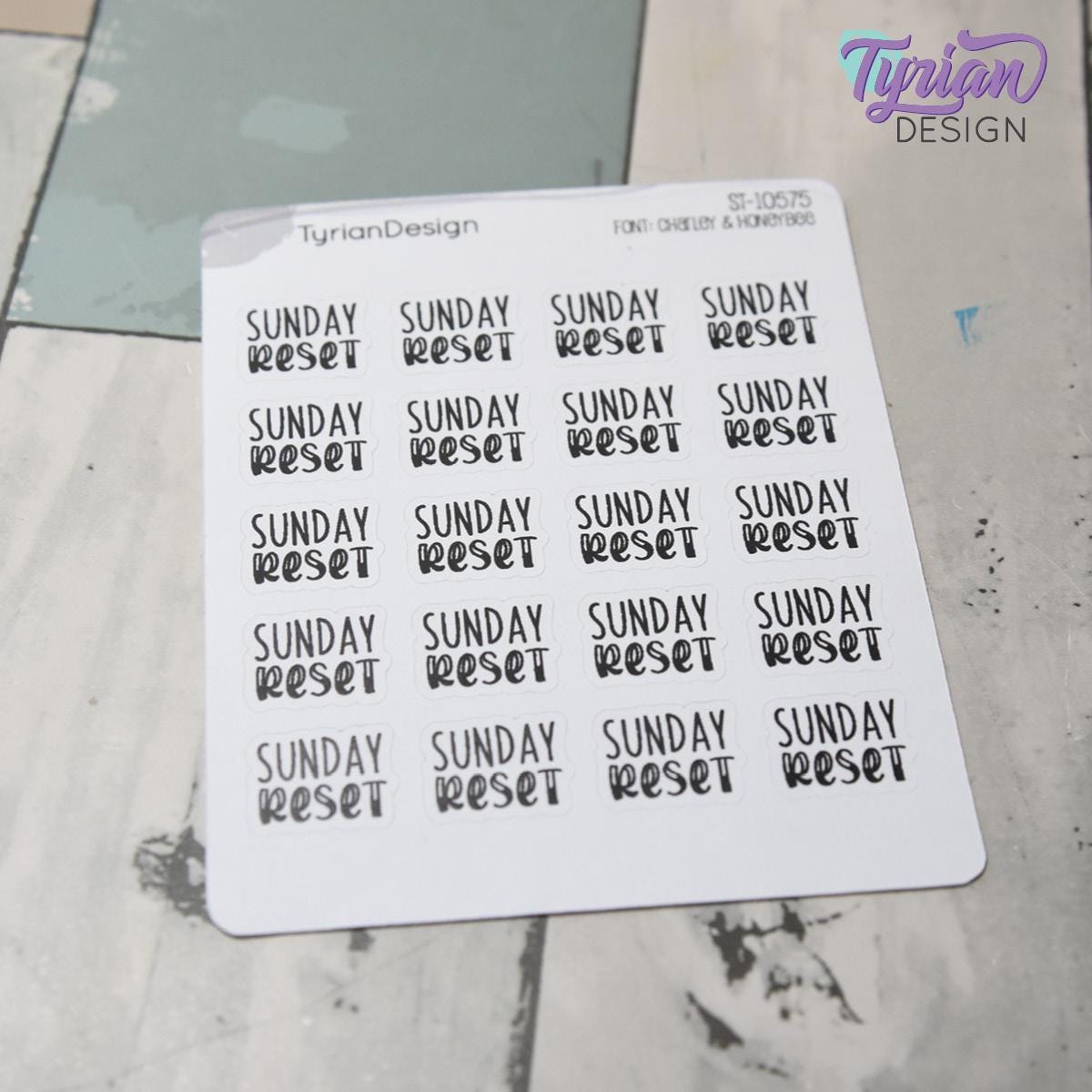 Sunday Reset Stickers | 20 Stickers | .7" x .57" Each | Charley & HoneyBee Fonts