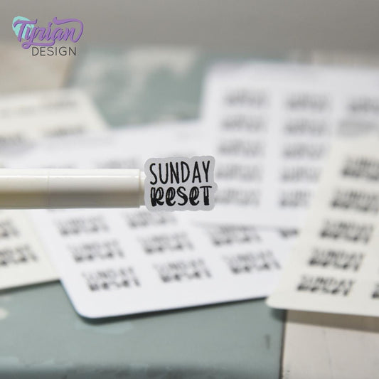 Sunday Reset Stickers | 20 Stickers | .7" x .57" Each | Charley & HoneyBee Fonts