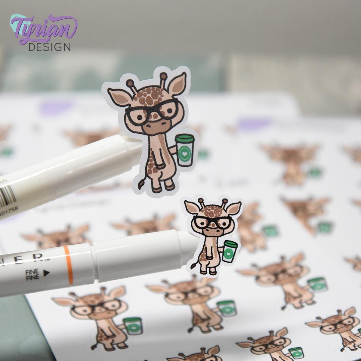 Nerd Giraffe Stickers | Norman| 10 Stickers | Multiple Sizes