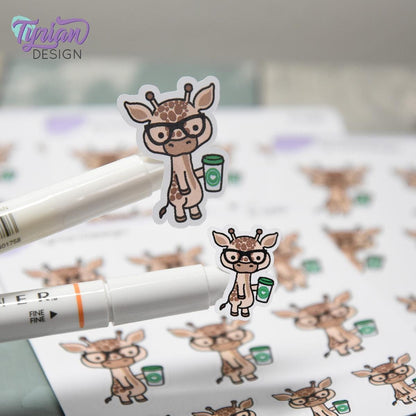 Nerd Giraffe Stickers | Norman| 10 Stickers | Multiple Sizes