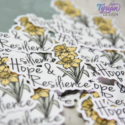 Hope and Resilience Daffodil Vinyl Sticker |Weather Proof vinyl | 2"x 2 | For Tumbler, laptop, journal