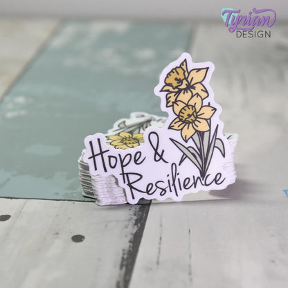 Hope and Resilience Daffodil Vinyl Sticker |Weather Proof vinyl | 2"x 2 | For Tumbler, laptop, journal