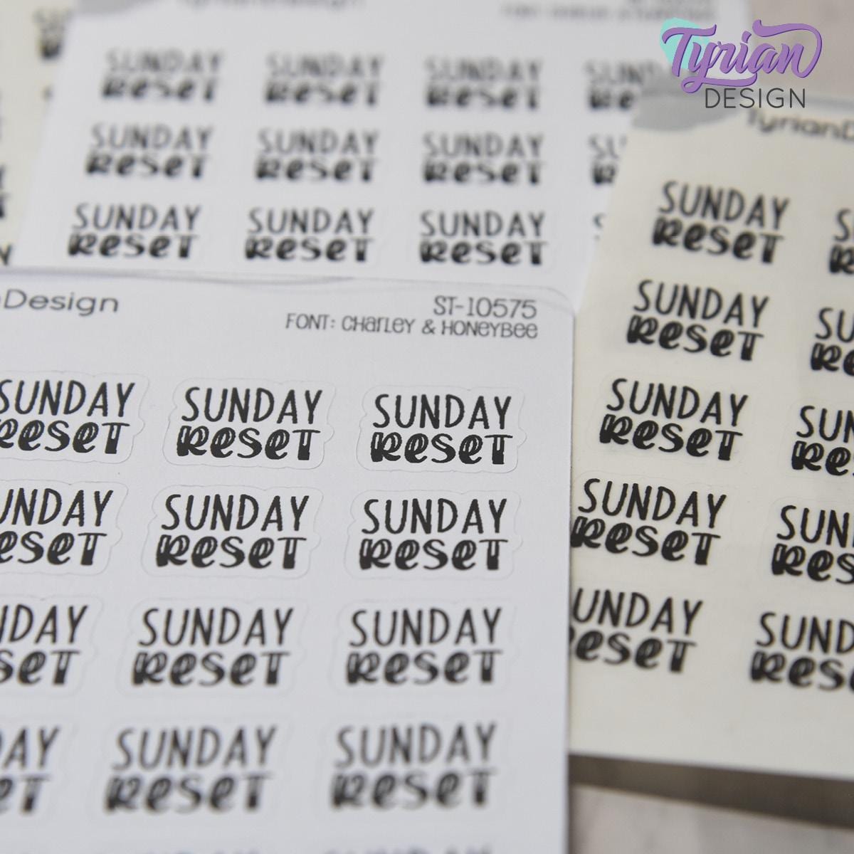 Sunday Reset Stickers | 20 Stickers | .7" x .57" Each | Charley & HoneyBee Fonts
