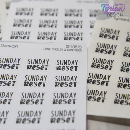 Sunday Reset Stickers | 20 Stickers | .7" x .57" Each | Charley & HoneyBee Fonts