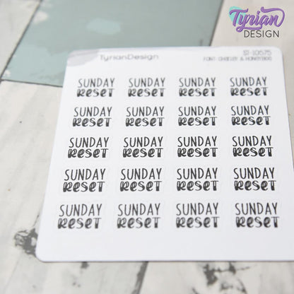 Sunday Reset Stickers | 20 Stickers | .7" x .57" Each | Charley & HoneyBee Fonts