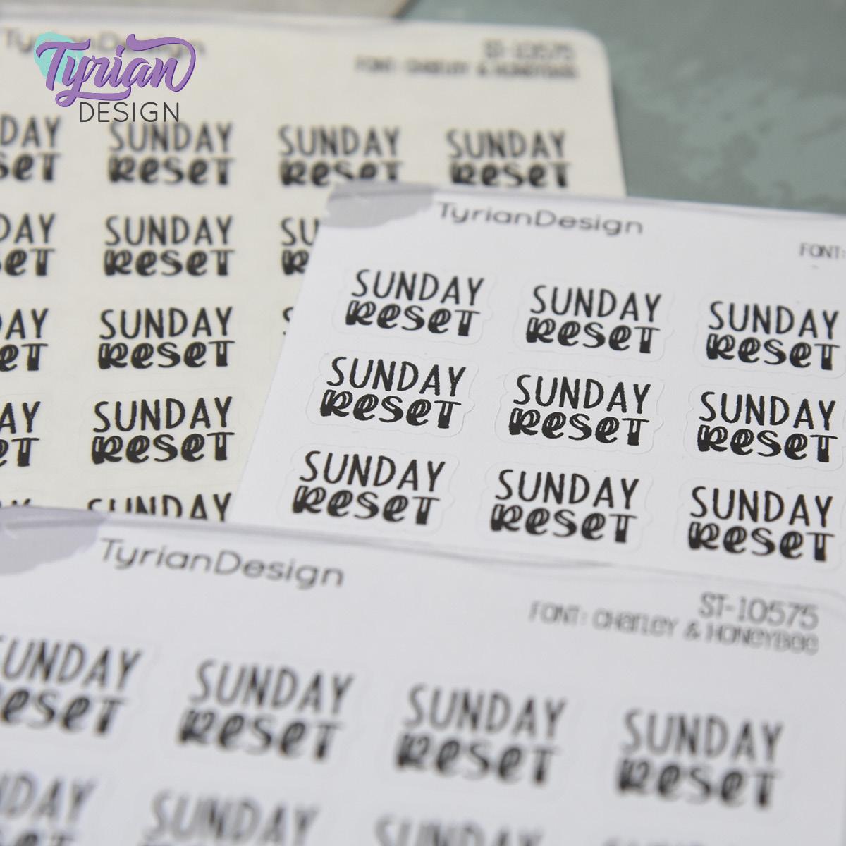 Sunday Reset Stickers | 20 Stickers | .7" x .57" Each | Charley & HoneyBee Fonts