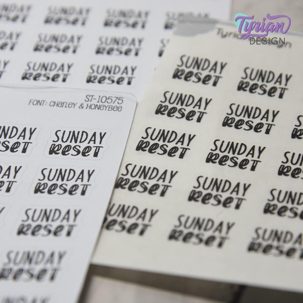 Sunday Reset Stickers | 20 Stickers | .7" x .57" Each | Charley & HoneyBee Fonts