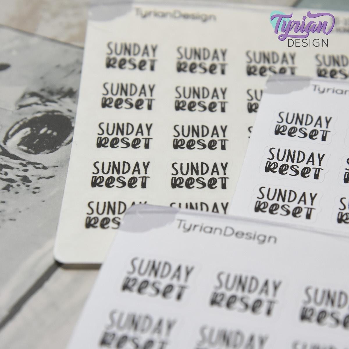 Sunday Reset Stickers | 20 Stickers | .7" x .57" Each | Charley & HoneyBee Fonts