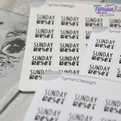 Sunday Reset Stickers | 20 Stickers | .7" x .57" Each | Charley & HoneyBee Fonts